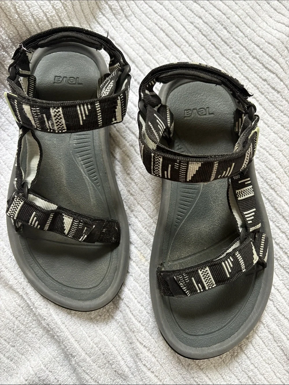 Teva woman’s Black and White Patterned Sport Sandals
